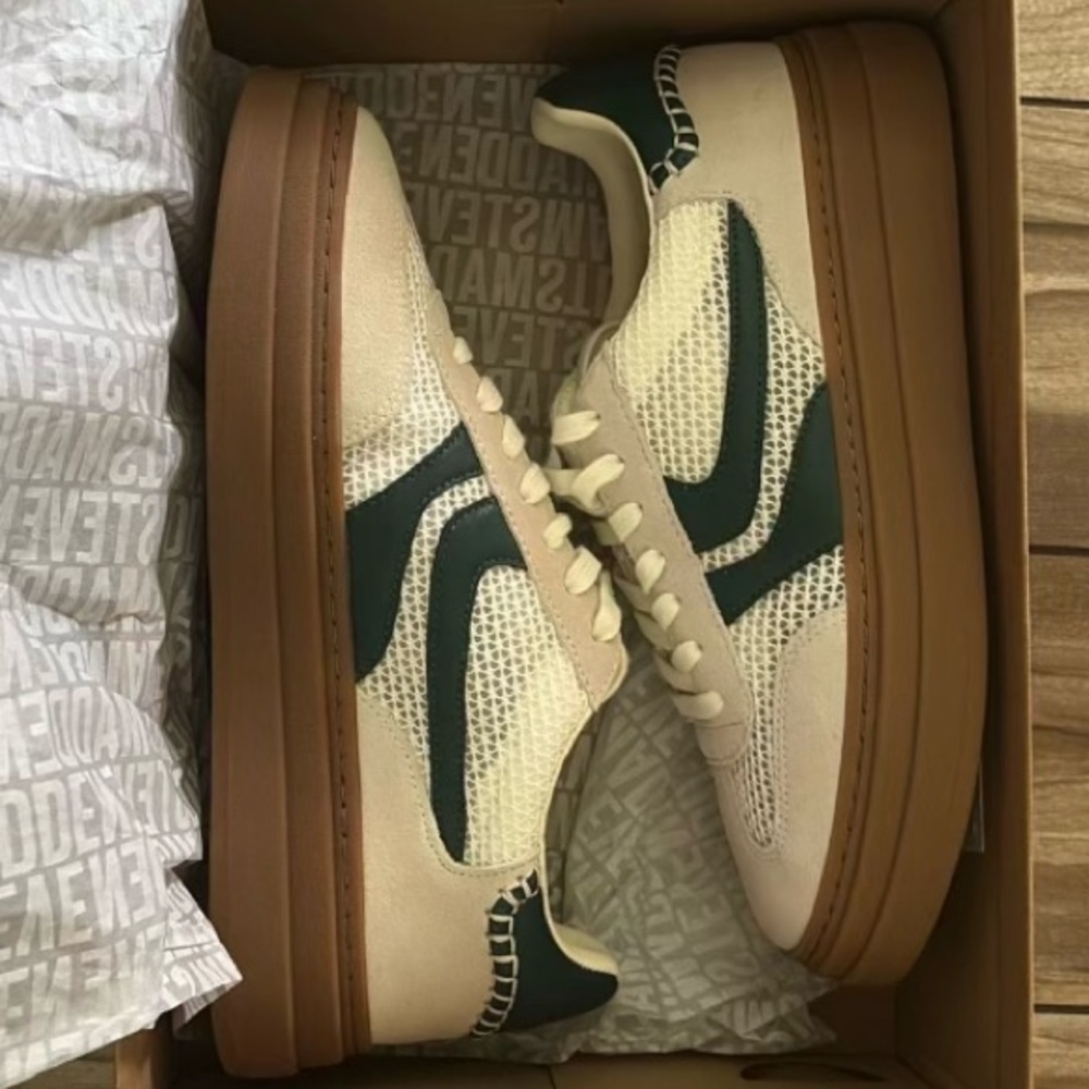 ❤️🔥BOGO FREE NWT Steve Madden Dodge Green White Platform Sneakers Gym Shoes 10 - Picture 5 of 6